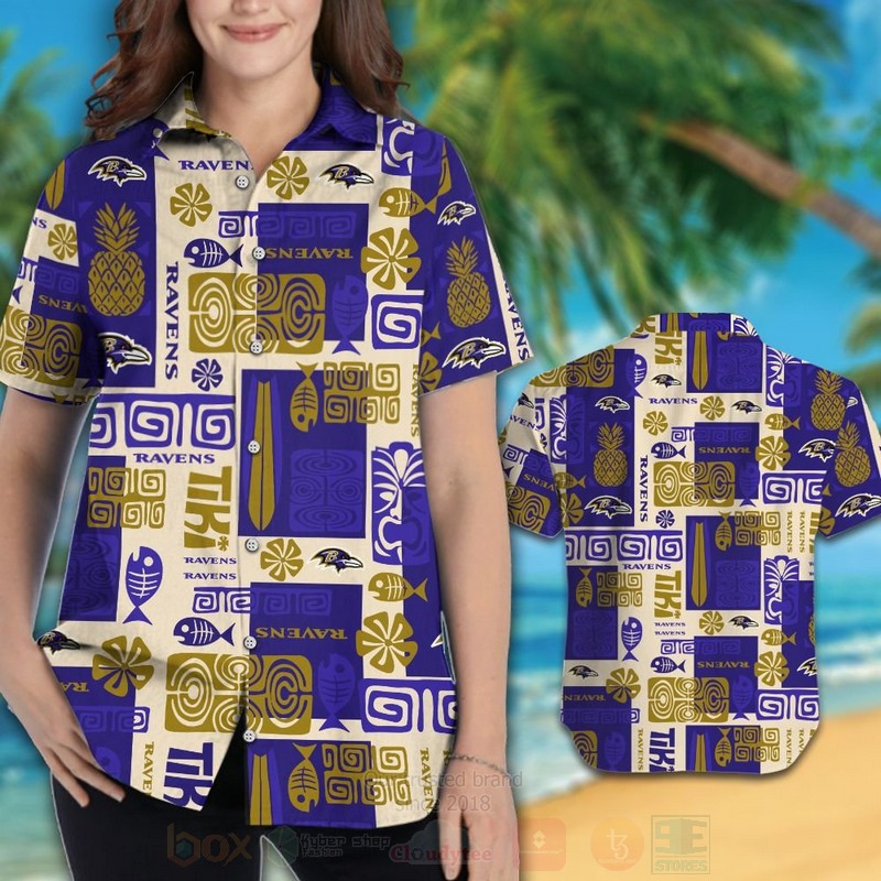 NFL Baltimore Ravens Pineapple Hawaiian Shirt Short 1