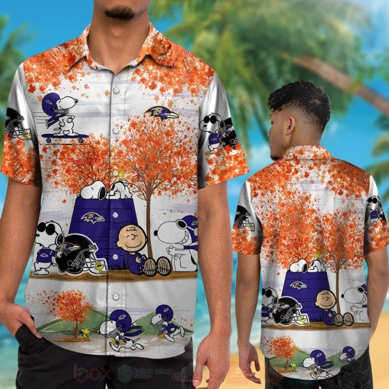 NFL Baltimore Ravens Snoopy Autumn Hawaiian Shirt Short