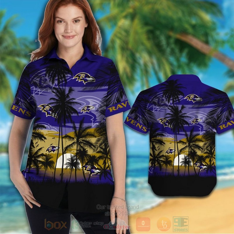 NFL Baltimore Ravens Sun Hawaiian Shirt Short 1 2