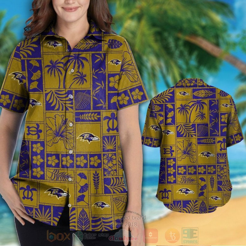 NFL Baltimore Ravens Turtle Hawaiian Shirt Short 1 2