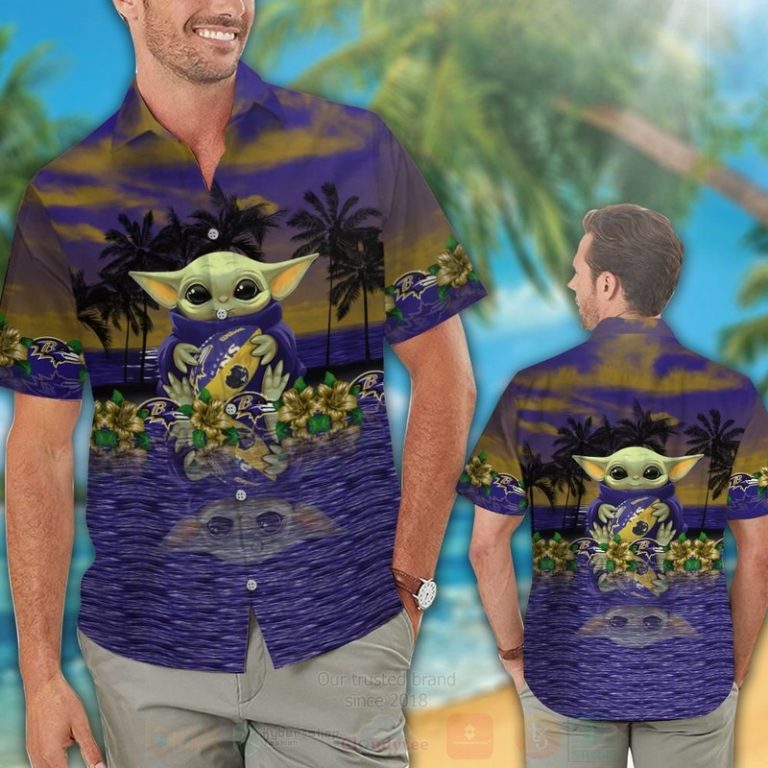 NFL Baltimore Ravens and Baby Yoda Hawaiian Shirt Short