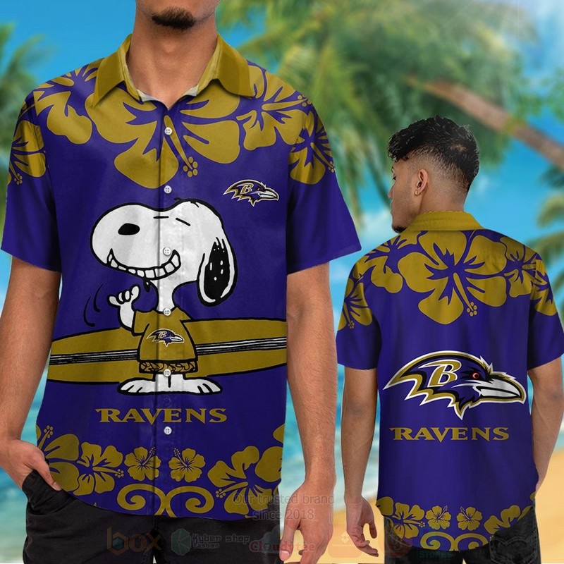 NFL Baltimore Ravens and Snoopy Hawaiian Shirt Short