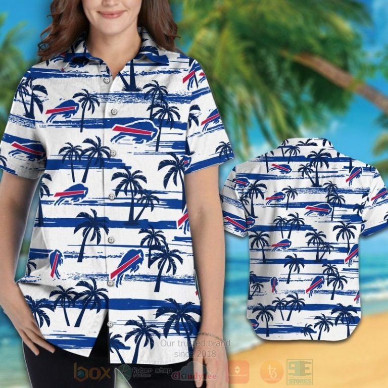 NFL Buffalo Bills Blue White Hawaiian Shirt Short 1 2