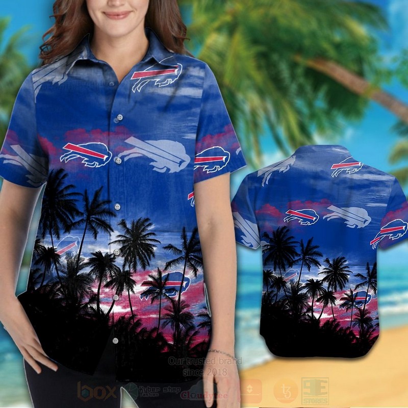 NFL Buffalo Bills Blue Skye Hawaiian Shirt Short 1
