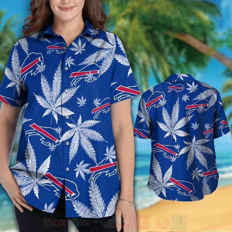 NFL Buffalo Bills Cannabis Leaves Hawaiian Shirt Short 1