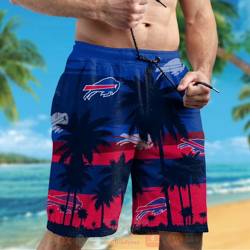 NFL Buffalo Bills Red Blue Coconut Tree Hawaiian Shirt Short 1 2 3 4
