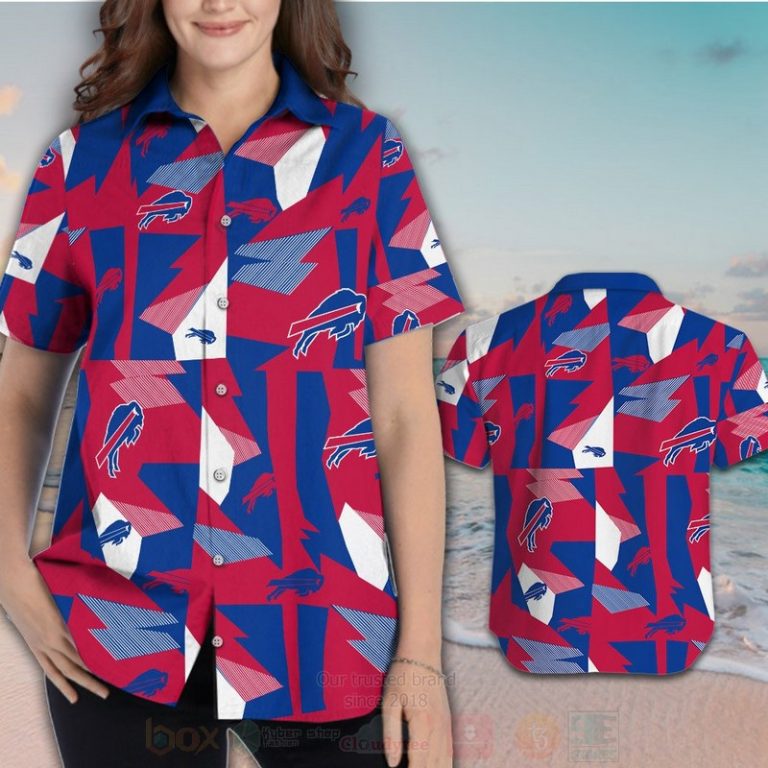 NFL Buffalo Bills Red Blue Hawaiian Shirt Short 1