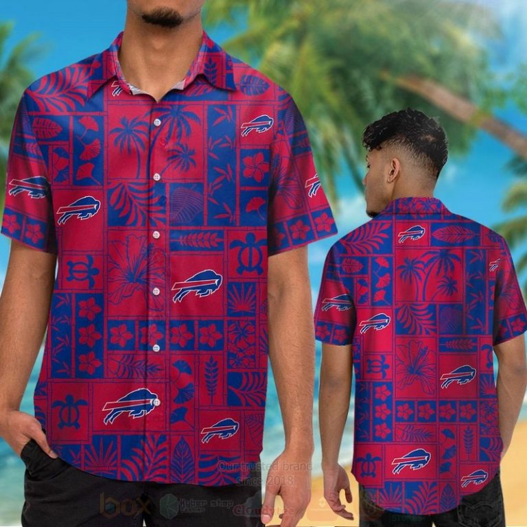 NFL Buffalo Bills Red Blue Marine Ecology Hawaiian Shirt Short