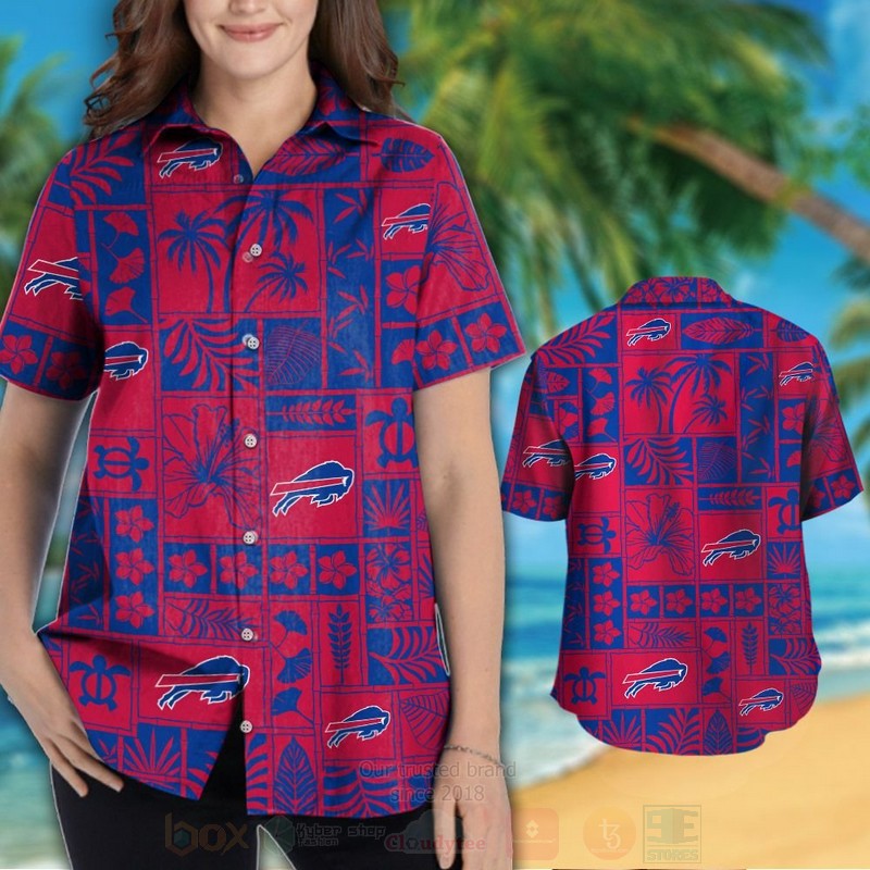 NFL Buffalo Bills Red Blue Marine Ecology Hawaiian Shirt Short 1