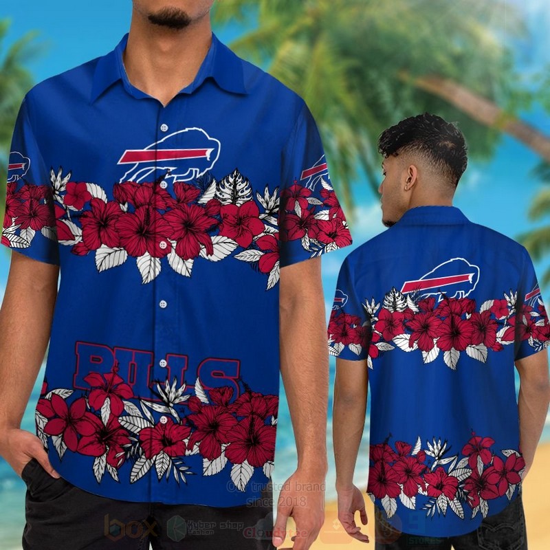 NFL Buffalo Bills Red Hibiscus Hawaiian Shirt Short