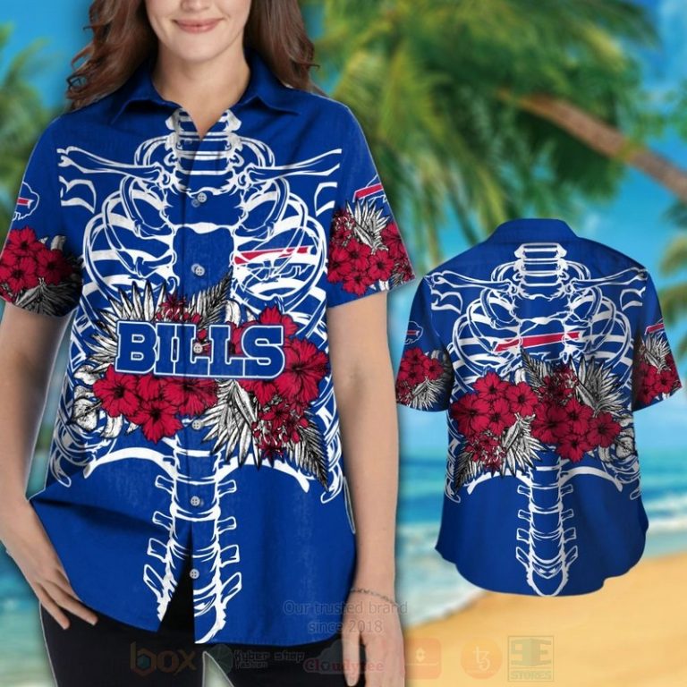 NFL Buffalo Bills Skeleton Hawaiian Shirt Short 1