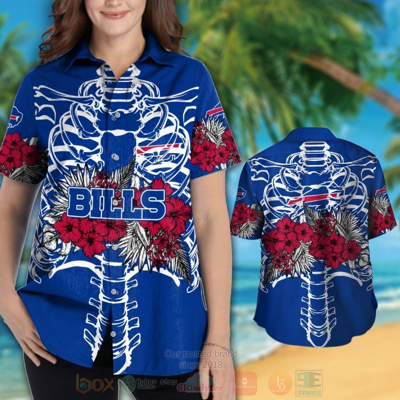 NFL Buffalo Bills Skeleton Hawaiian Shirt Short 1 2