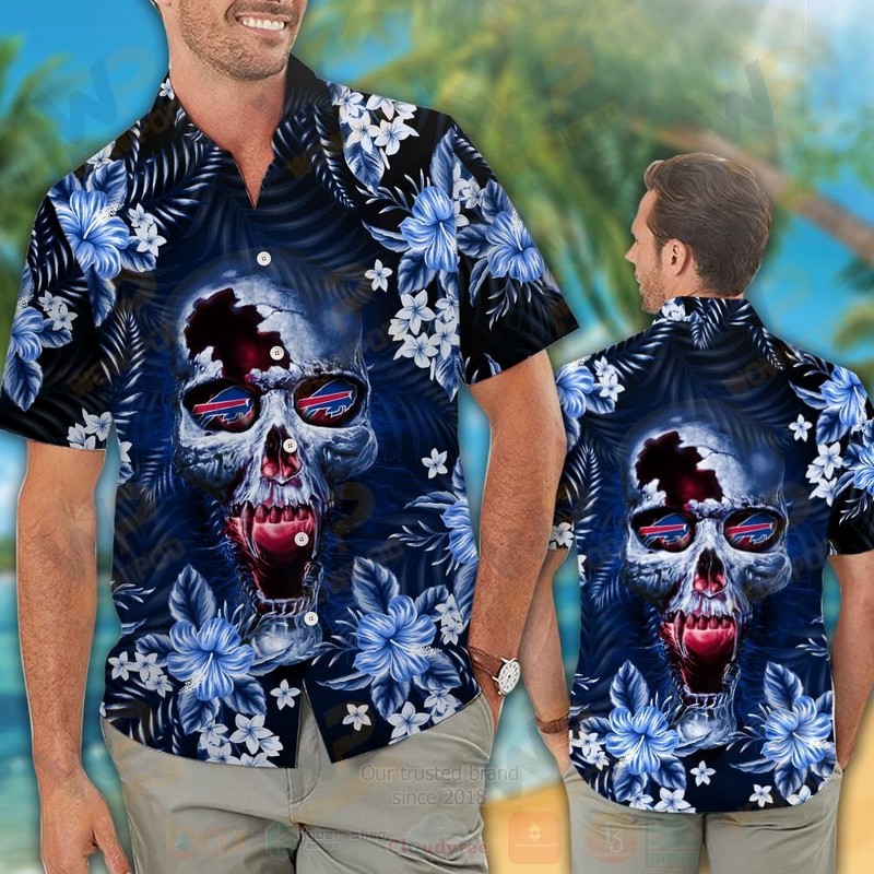 NFL Buffalo Bills Skull Hawaiian Shirt Short