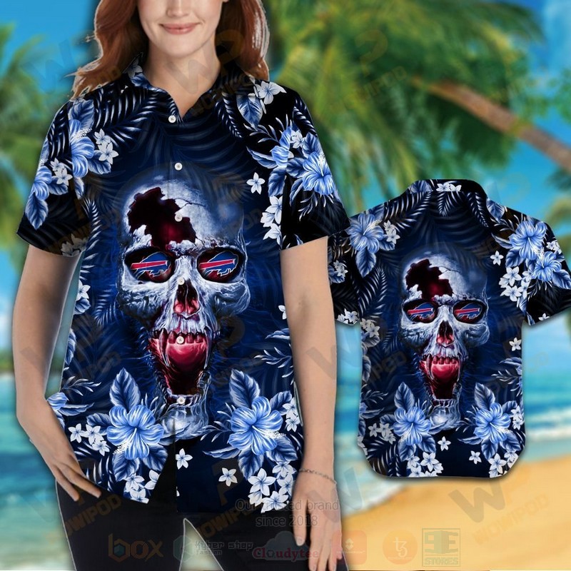 NFL Buffalo Bills Skull Hawaiian Shirt Short 1