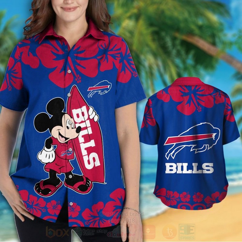 NFL Buffalo Bills and Mickey Mouse Hawaiian Shirt Short 1