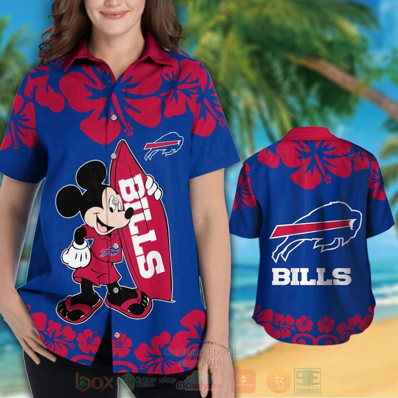 NFL Buffalo Bills and Mickey Mouse Hawaiian Shirt Short 1 2