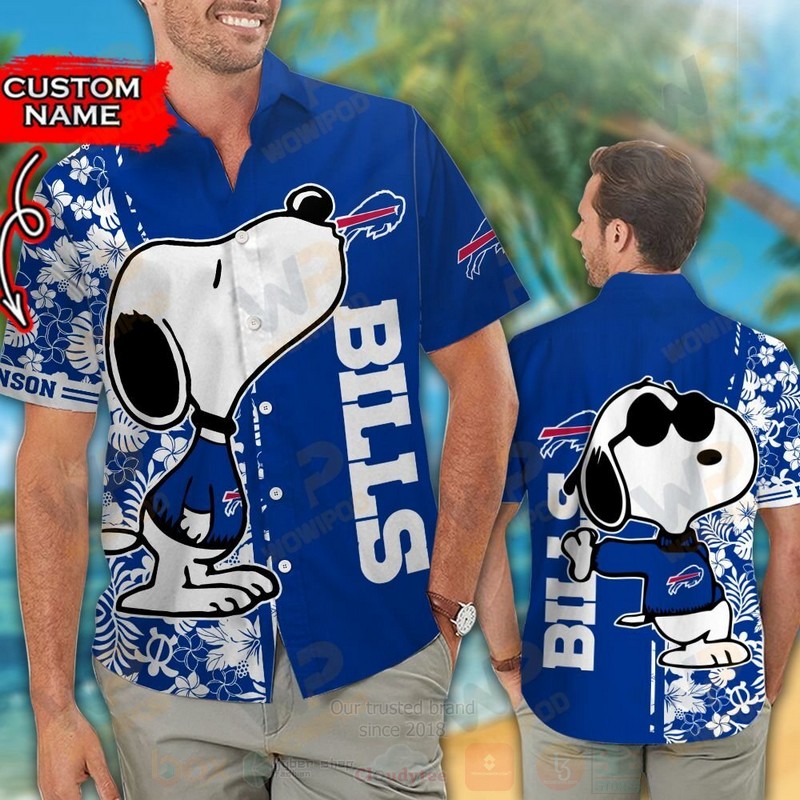 NFL Buffalo Bills and Snoopy Custom Name Hawaiian Shirt Short