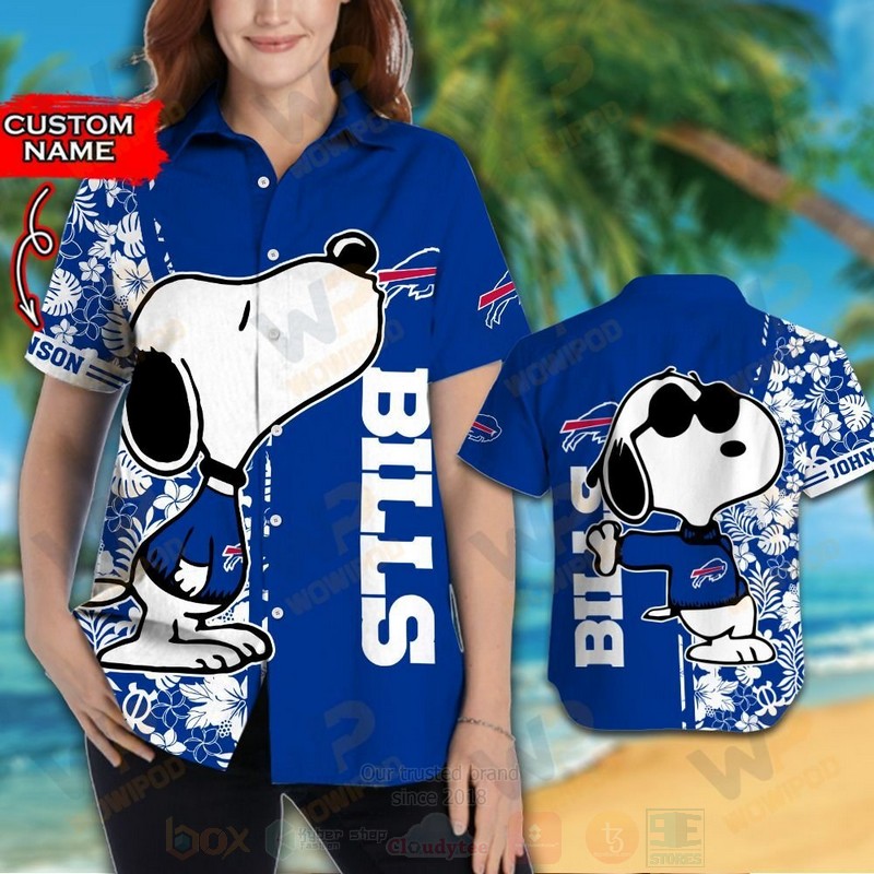 NFL Buffalo Bills and Snoopy Custom Name Hawaiian Shirt Short 1