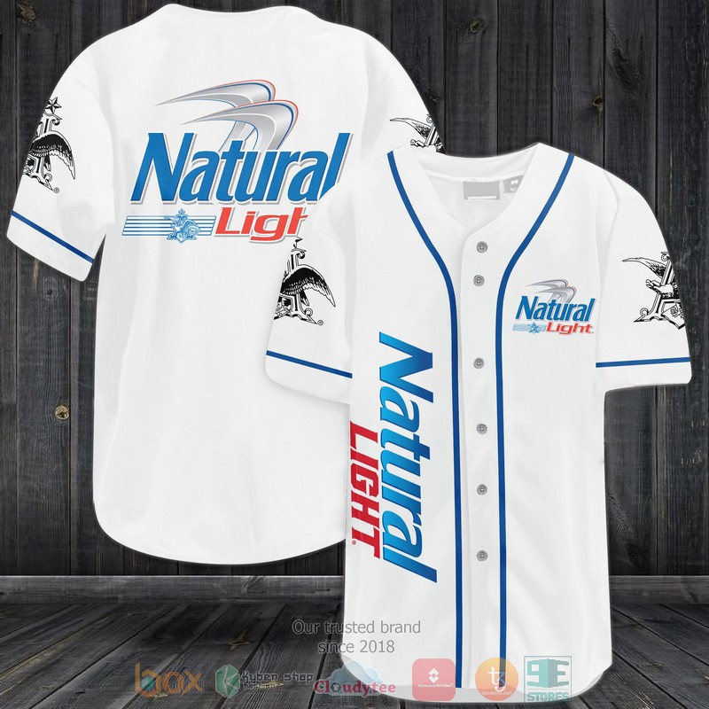 Natural Light white Baseball Jersey