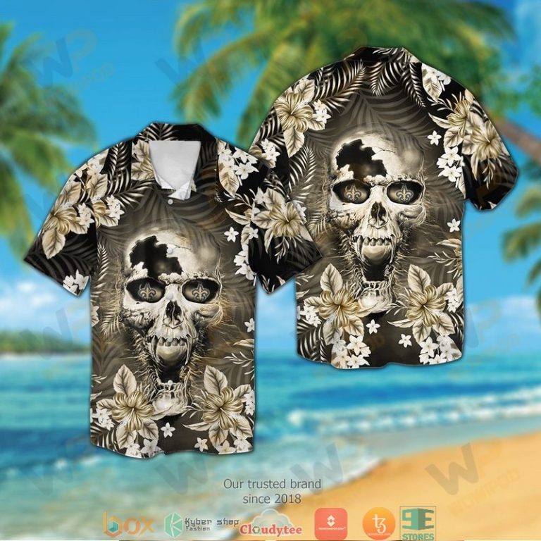 New Orleans Saints 3d illusion Skull Hawaiian shirt short