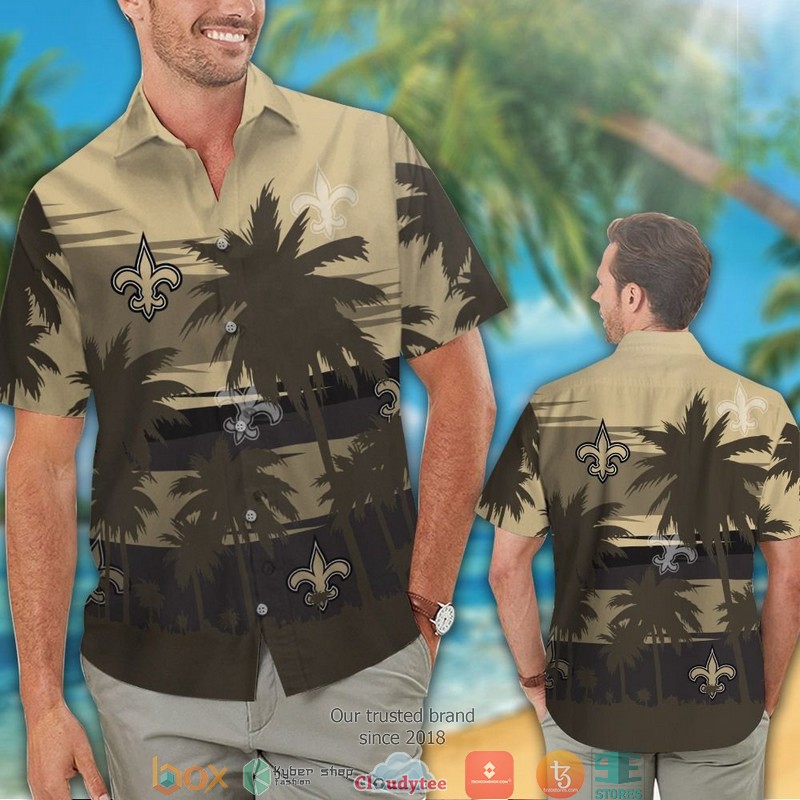 New Orleans Saints Dark coconut island Hawaiian Shirt short 1
