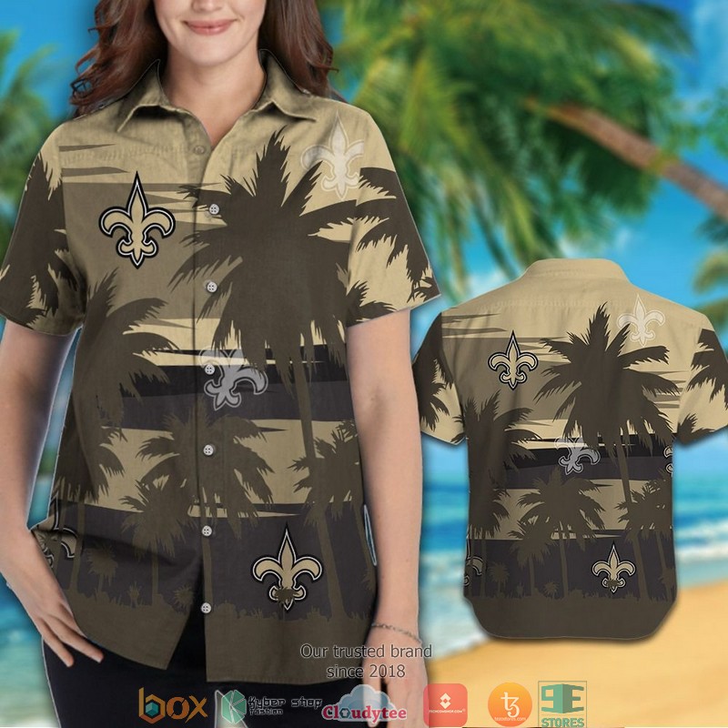 New Orleans Saints Dark coconut island Hawaiian Shirt short 1 2