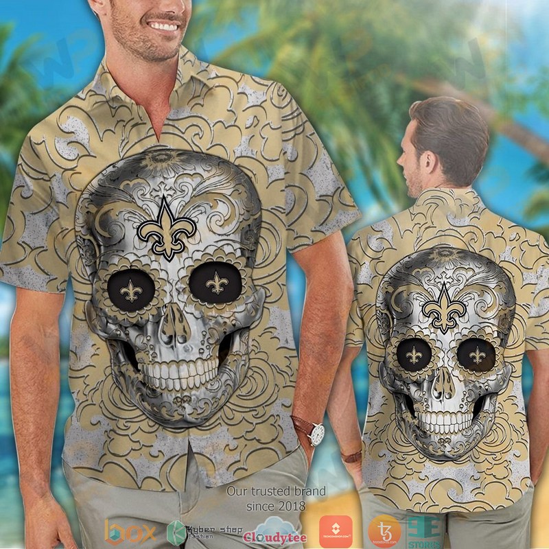 New Orleans Saints Sugar Skull Hawaiian Shirt 1
