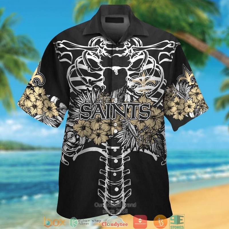 New Orleans Saints backbone hibisucs Hawaiian Shirt short