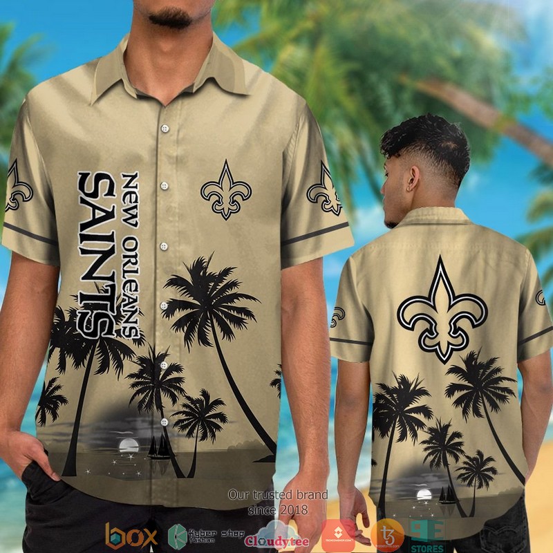New Orleans Saints coconut island night moon Hawaiian Shirt short 1