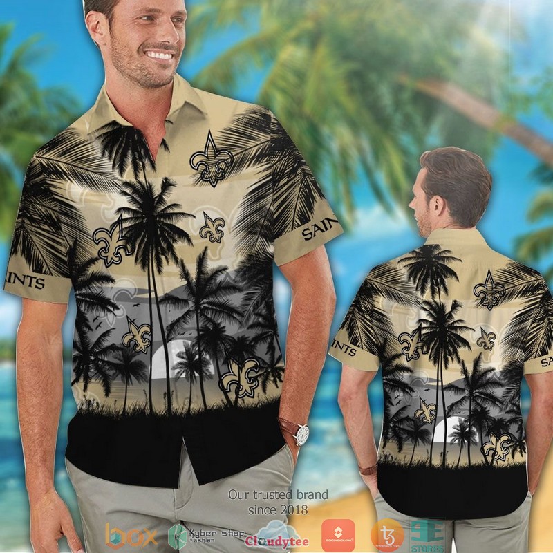 New Orleans Saints coconut island sunset Hawaiian Shirt short 1