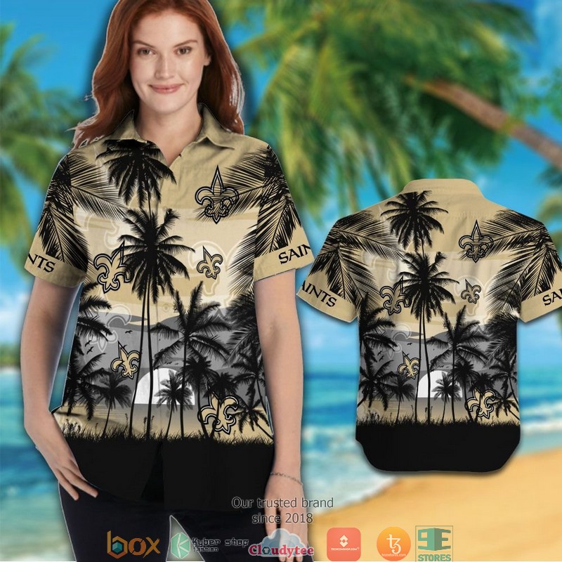 New Orleans Saints coconut island sunset Hawaiian Shirt short 1 2