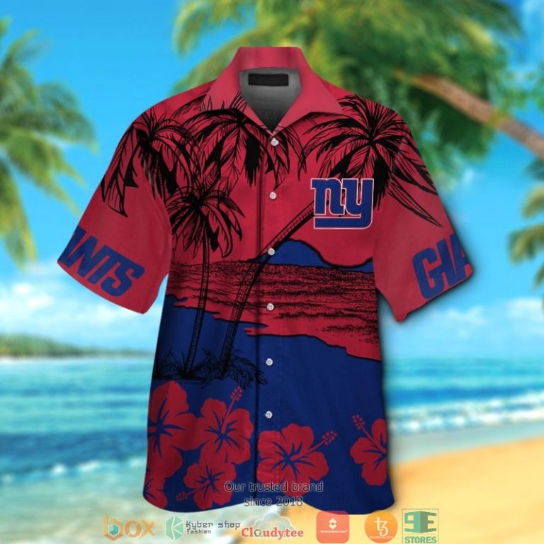 New York Giants Coconut Island Hibiscus Hawaiian Shirt short