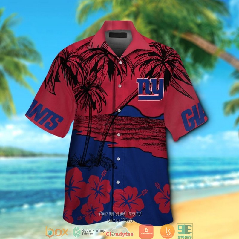 New York Giants Coconut Island Hibiscus Hawaiian Shirt short