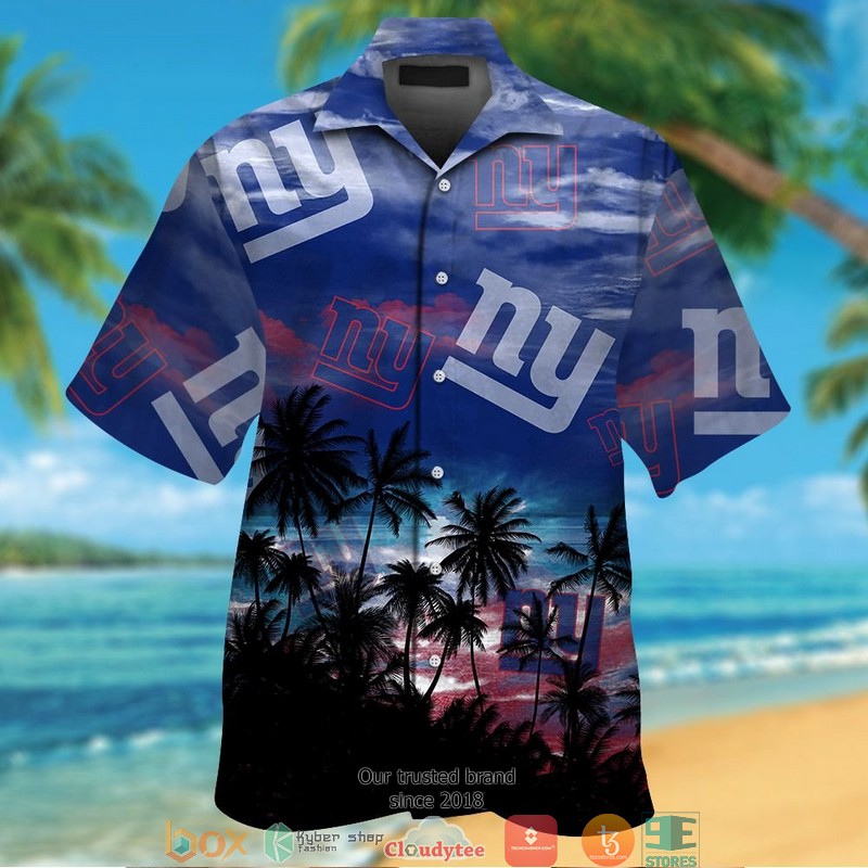 New York Giants Coconut Island Navy Hawaiian Shirt short