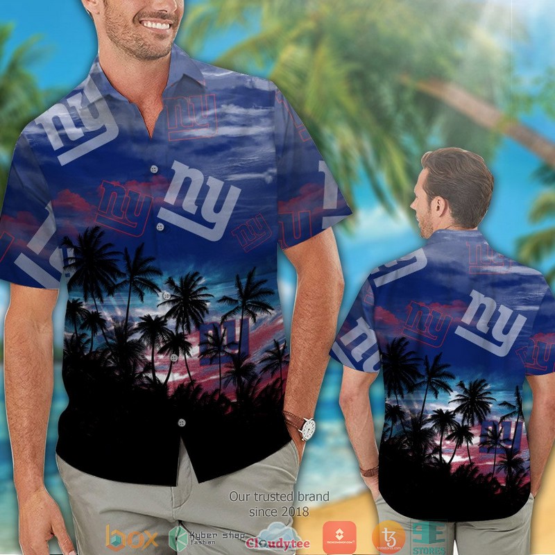 New York Giants Coconut Island Navy Hawaiian Shirt short 1