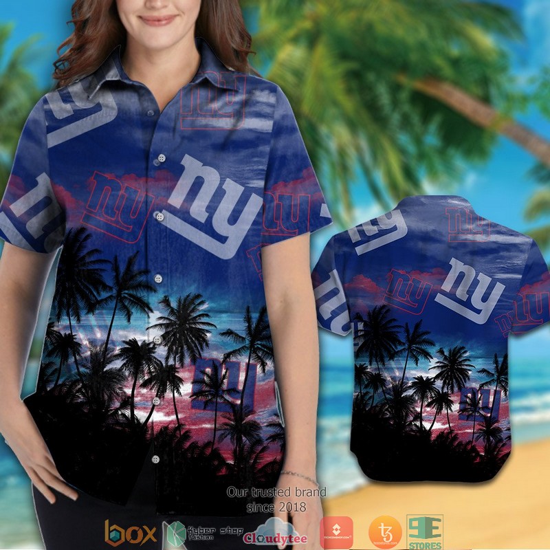 New York Giants Coconut Island Navy Hawaiian Shirt short 1 2