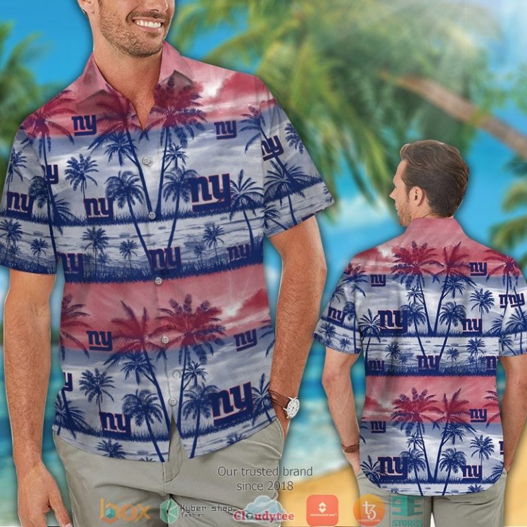 New York Giants Coconut Island White red Hawaiian Shirt short 1