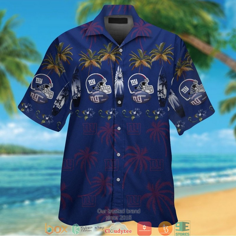 New York Giants Coconut Navy Hawaiian Shirt short