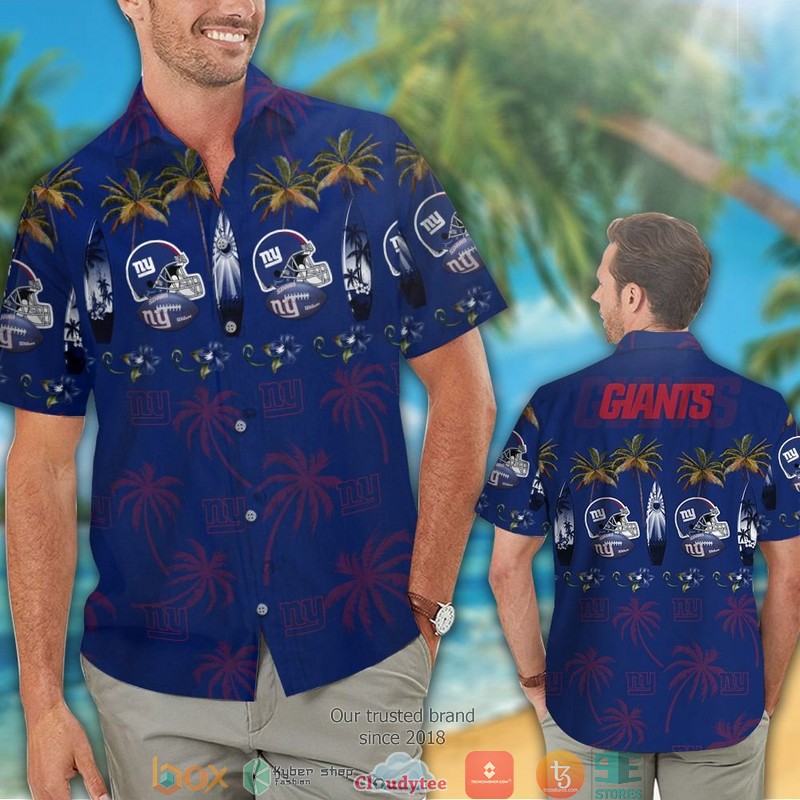 New York Giants Coconut Navy Hawaiian Shirt short 1