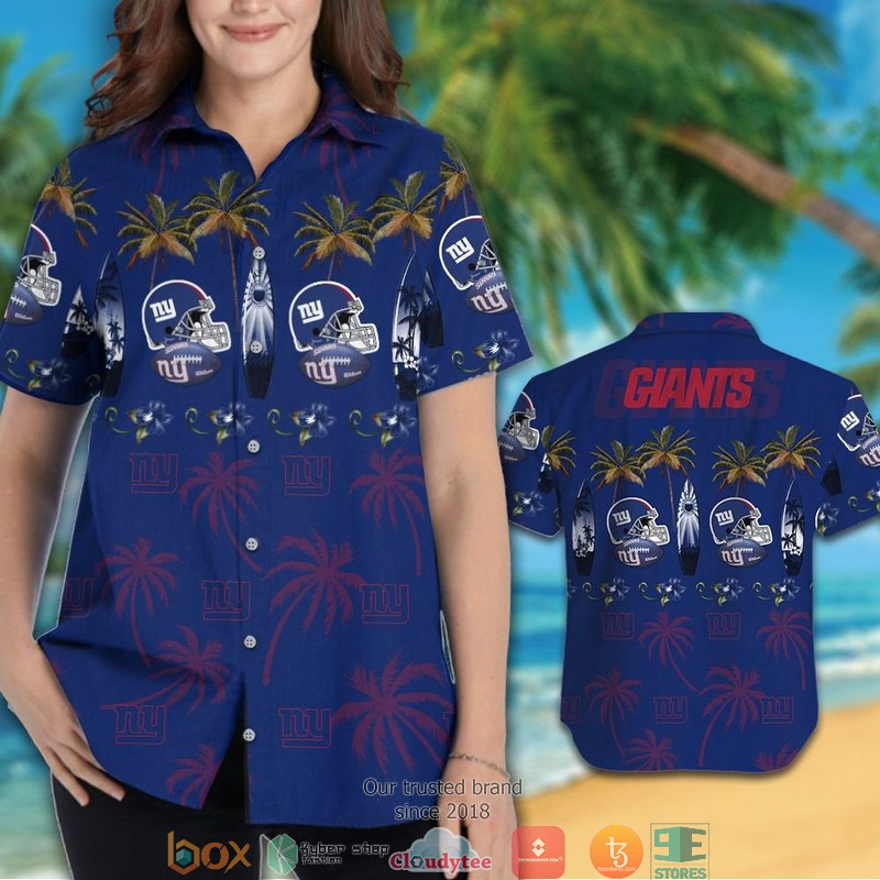 New York Giants Coconut Navy Hawaiian Shirt short 1 2