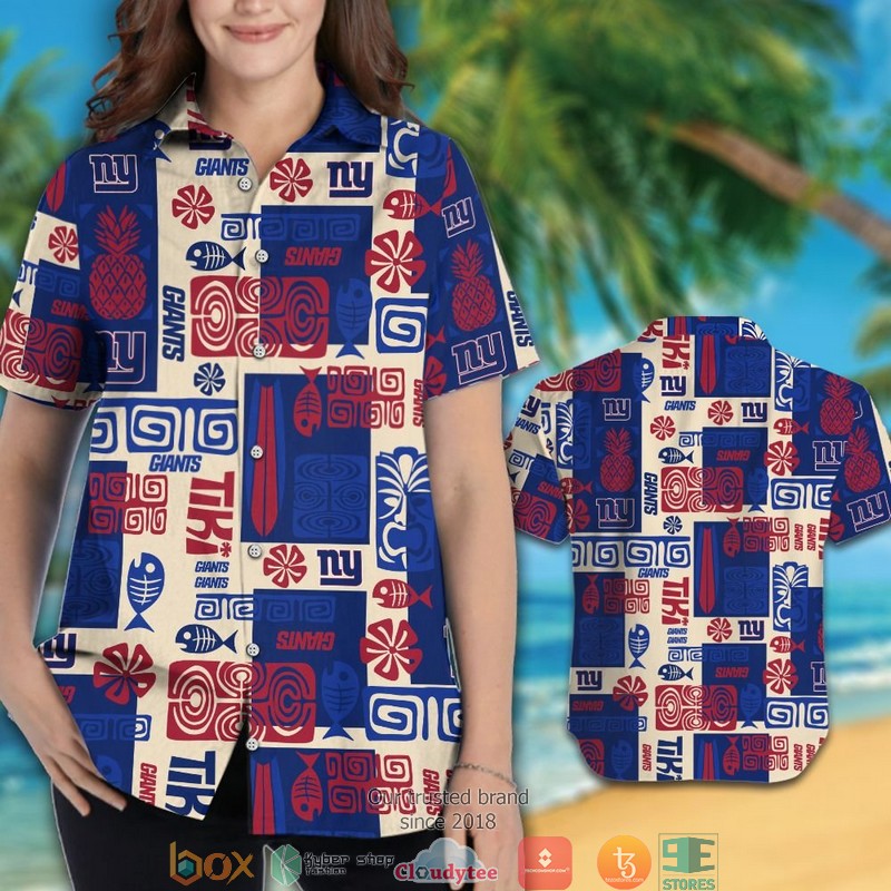 New York Giants Fish Pineapple pattern Hawaiian Shirt short 1 2