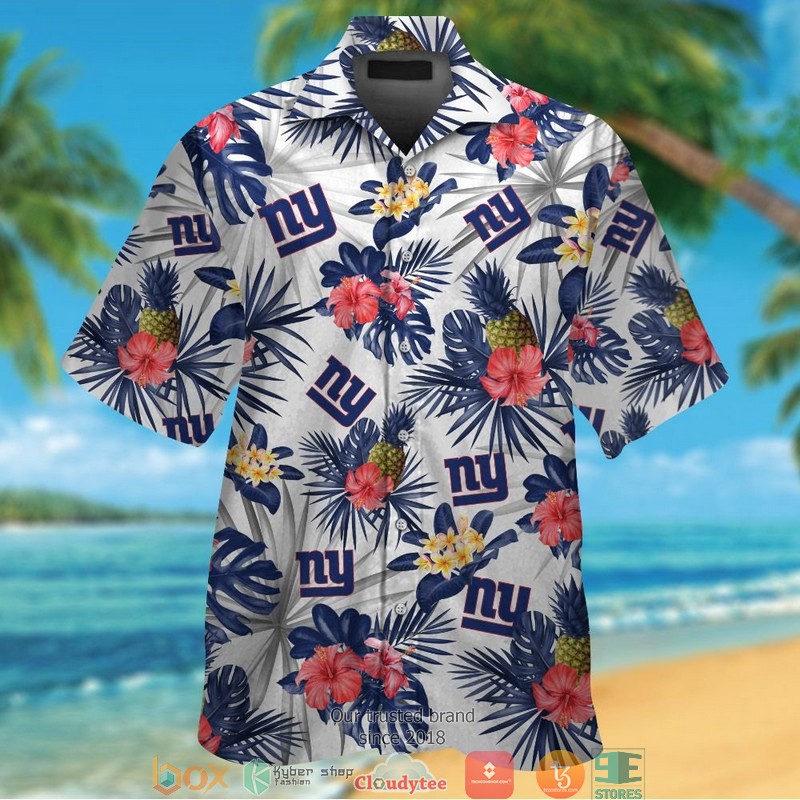 New York Giants Hibiscus Pineapple Hawaiian Shirt short