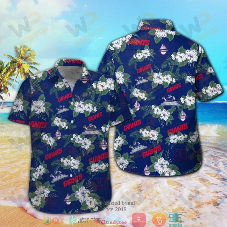 New York Giants Hibiscus flower Hawaiian Shirt short