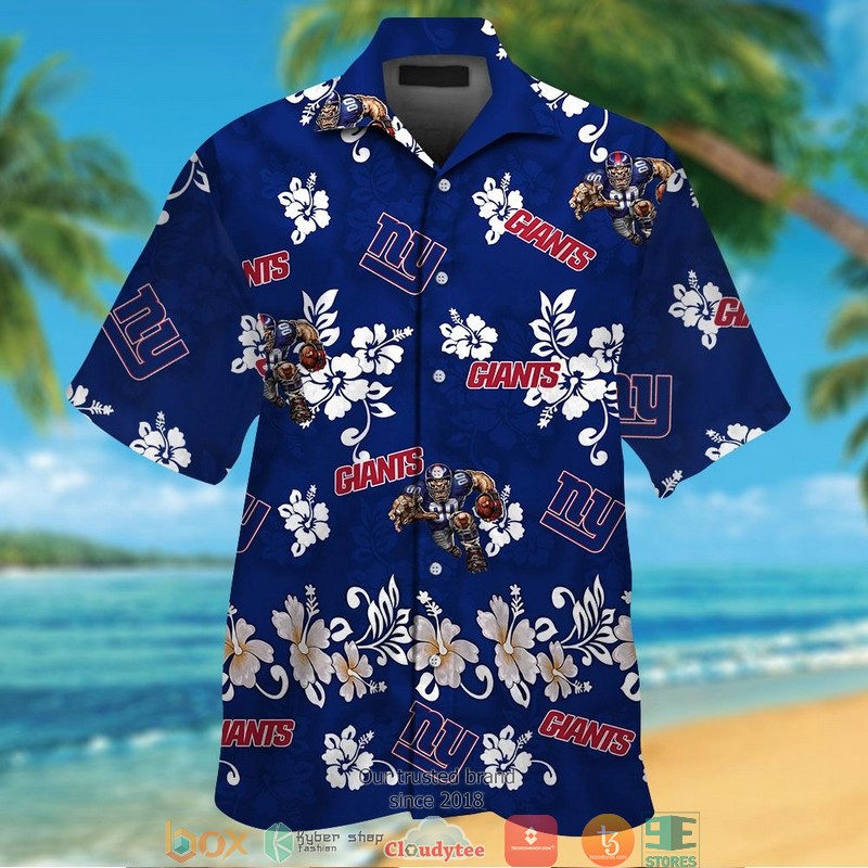 New York Giants Hibiscus flowers Hawaiian Shirt short