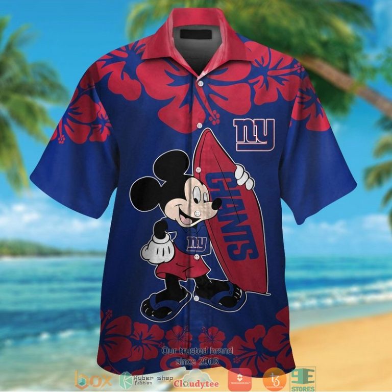 New York Giants Mickey Mouse Hawaiian Shirt short