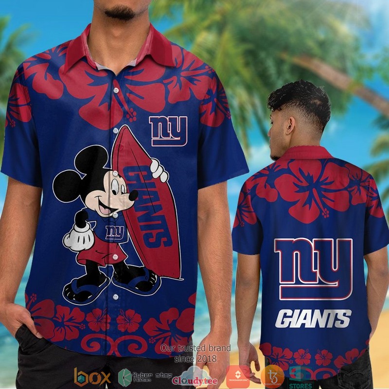 New York Giants Mickey Mouse Hawaiian Shirt short 1