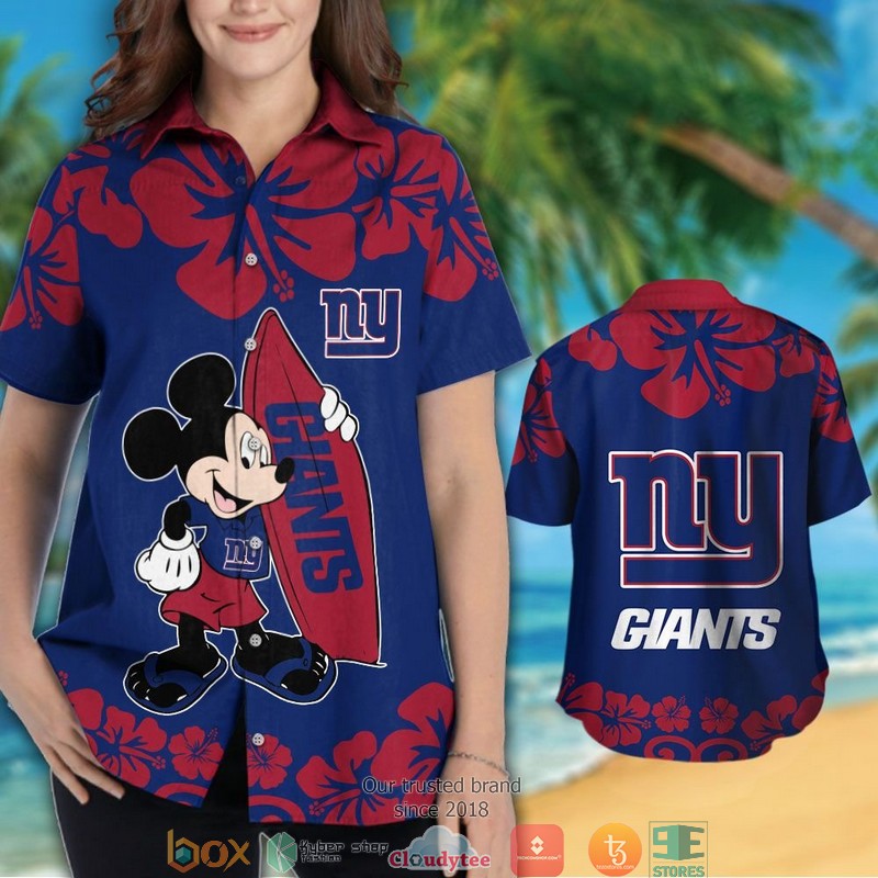 New York Giants Mickey Mouse Hawaiian Shirt short 1 2