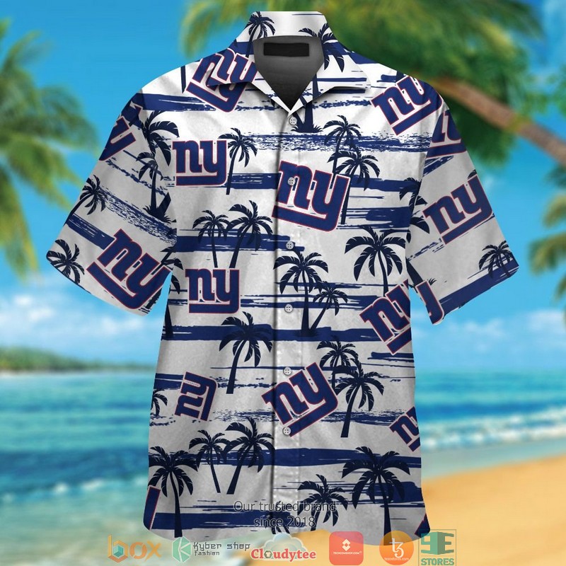 New York Giants Navy Coconut White Hawaiian Shirt short