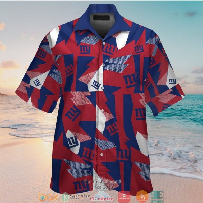 New York Giants Red Navy Blue Hawaiian Shirt short