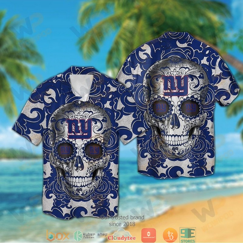 New York Giants Sugar Skull Hawaiian Shirt